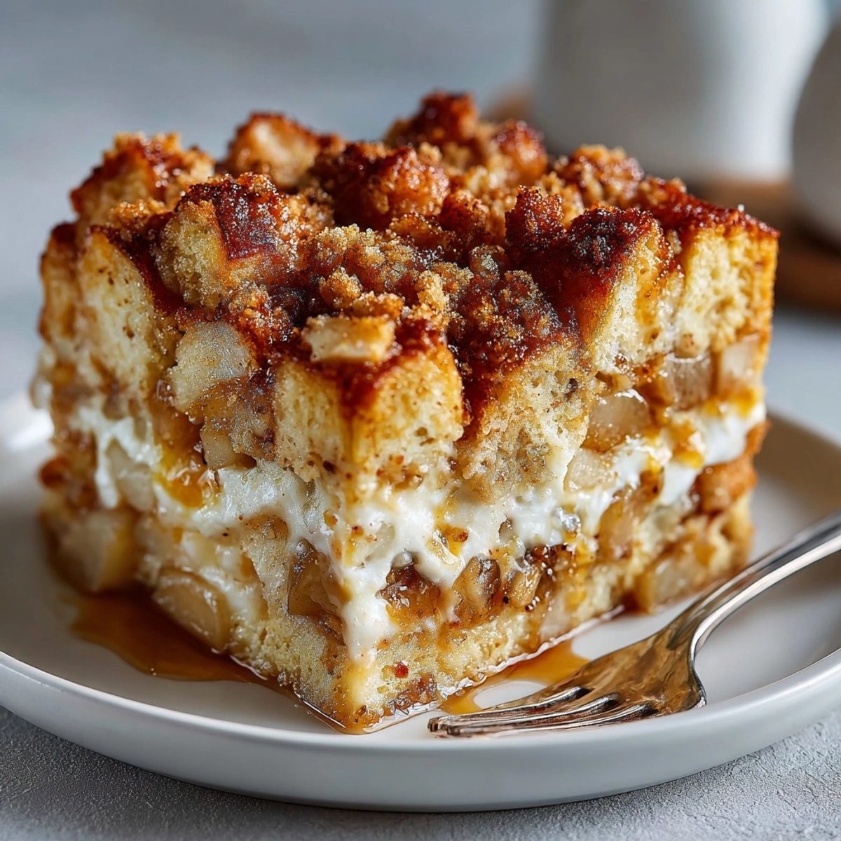 Warm and bubbling, this Chaos Apple Pie Crumb French Toast Skillet is perfect for brunch.