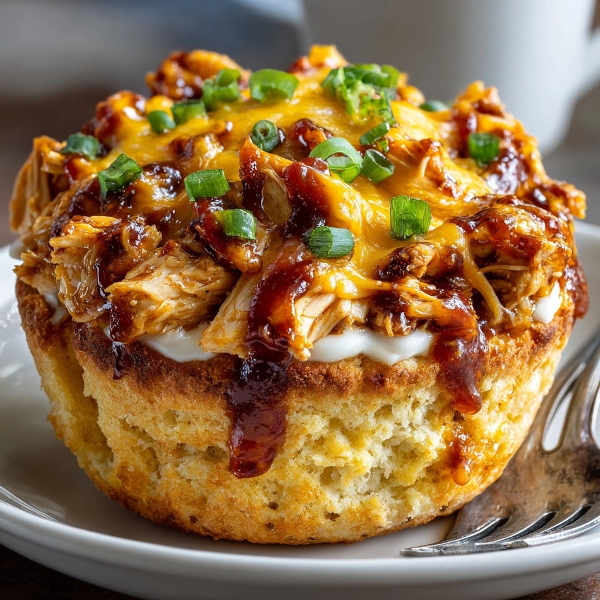 Crispy biscuit cups loaded with flavorful Cream Soda BBQ Chicken offer a delicious and easy lunch.