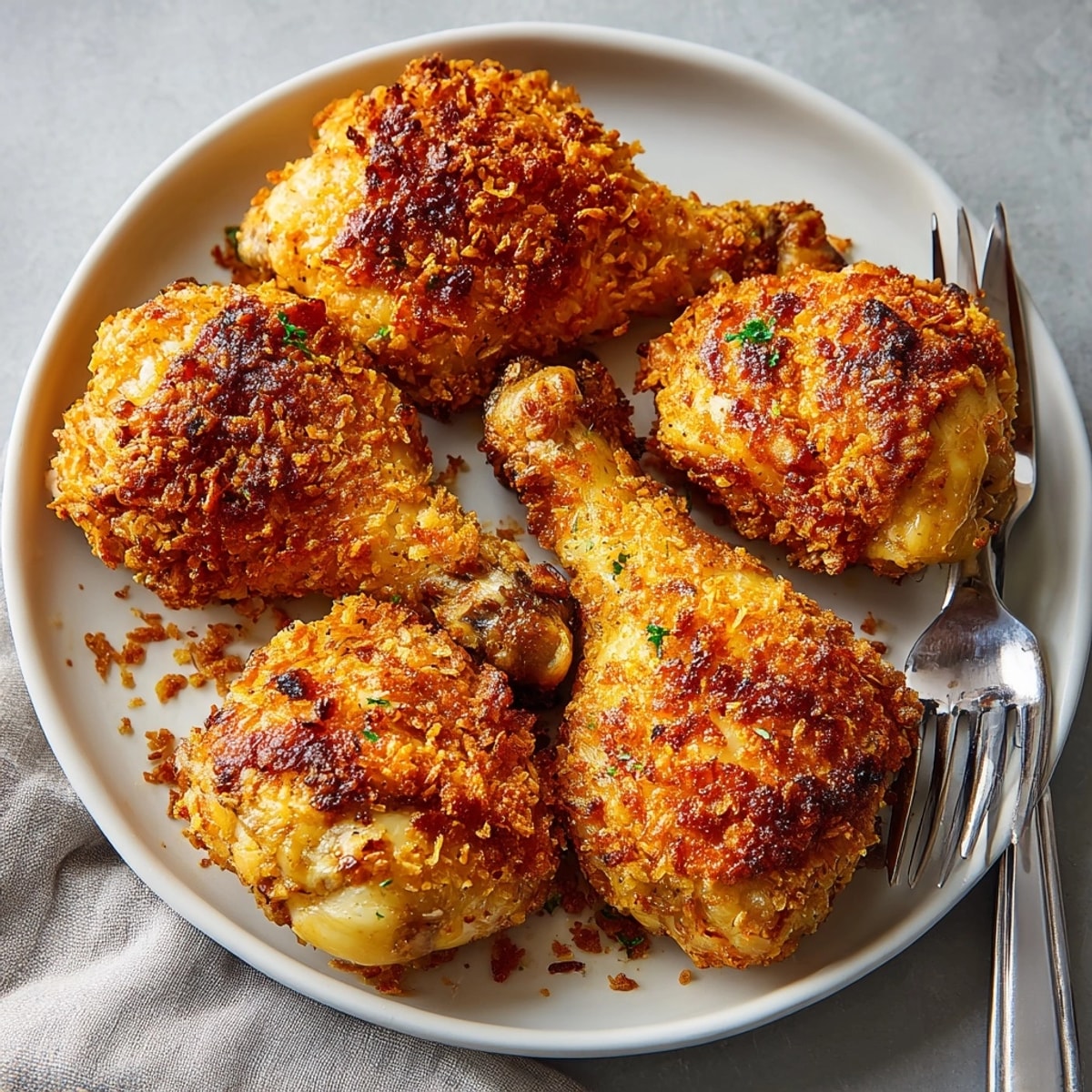 Savory and sweet Cornflake-Crunch Cola Drumsticks, with a delectable crispy cornflake coating for added texture.