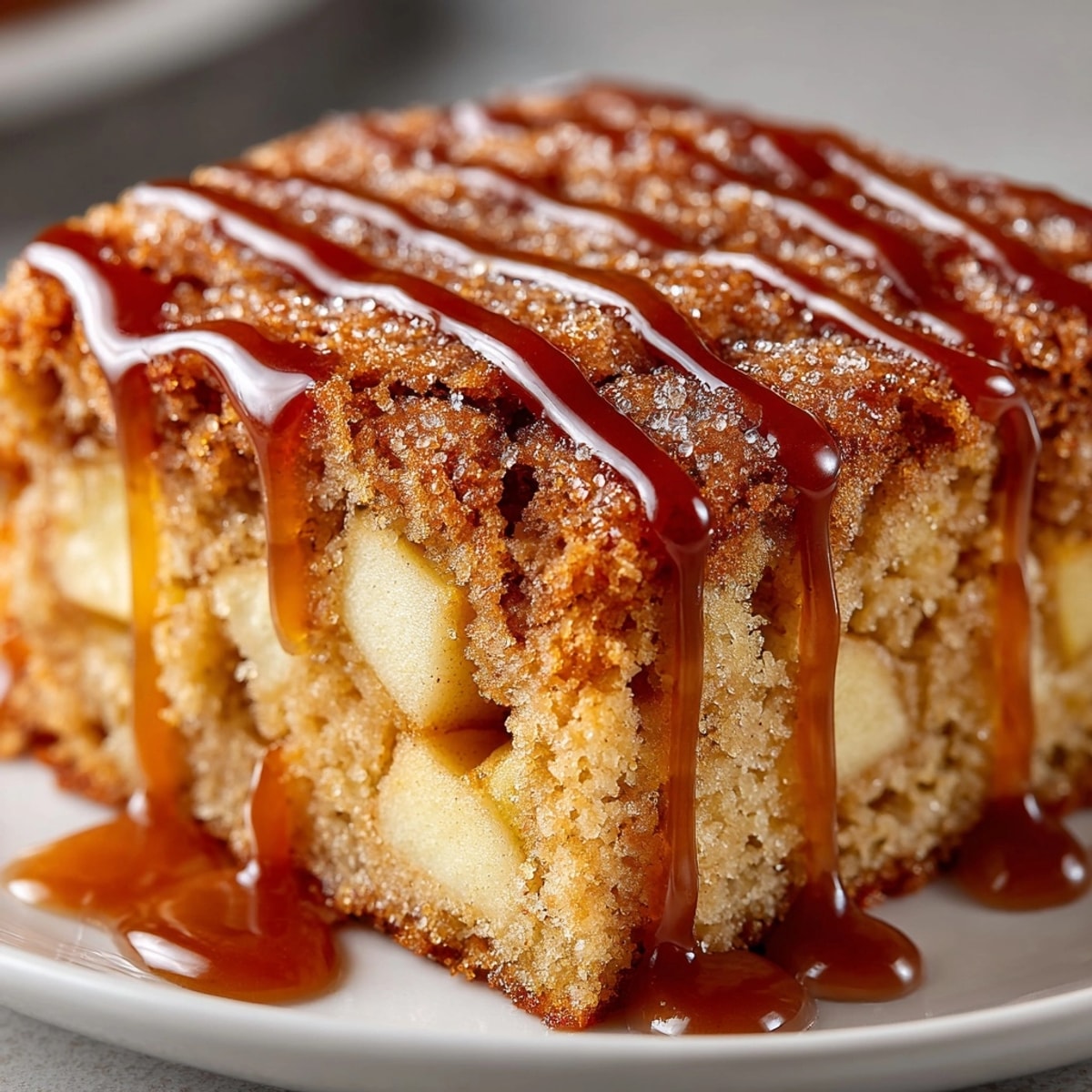 Golden, gooey Apple Cider Doughnut Chaos Blondies topped with cinnamon sugar ready to eat this fall.