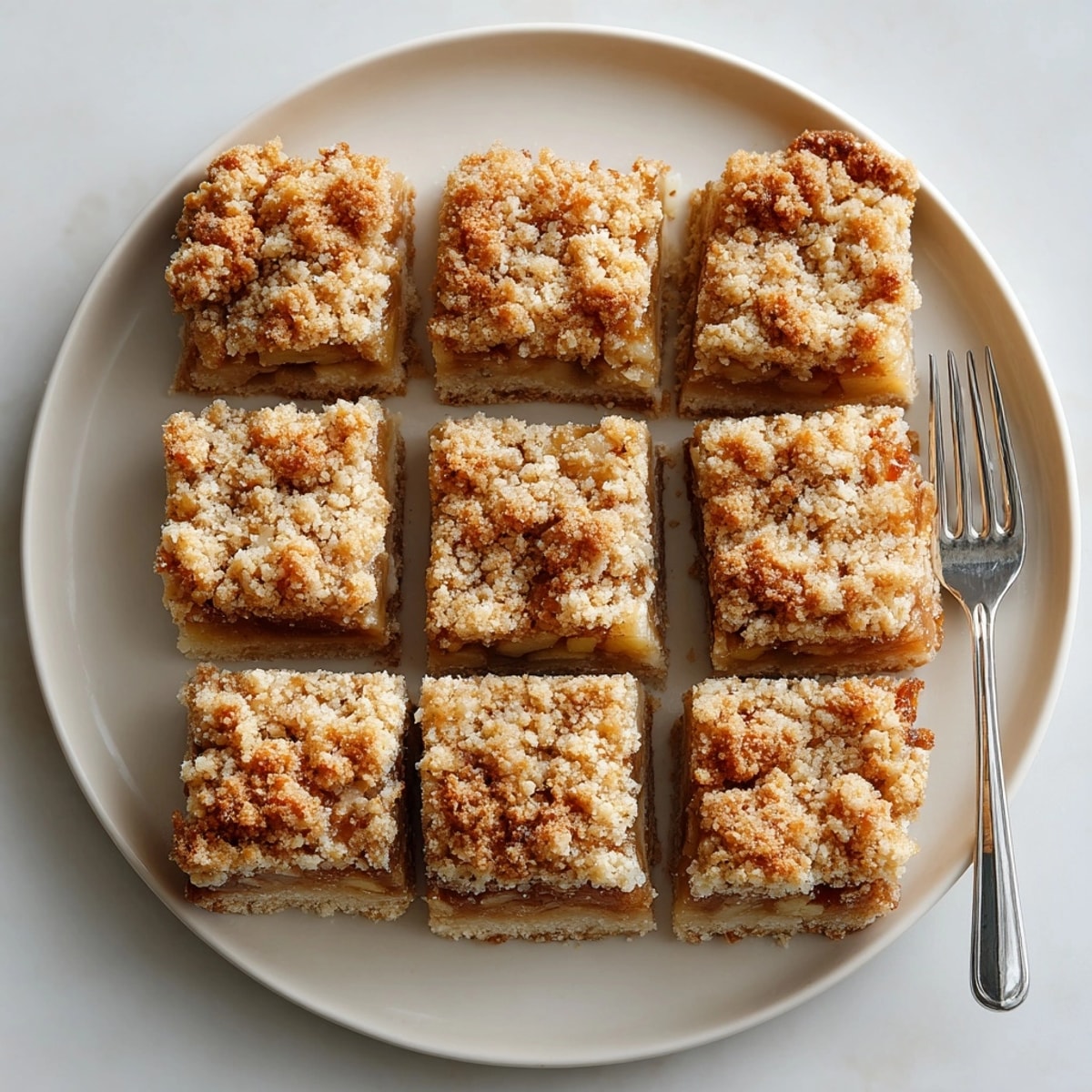 Cinnamon apple crisp bars served on a rustic wooden board, ideal for dessert or snacking