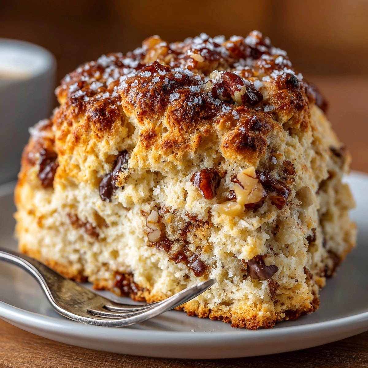 Golden protein banana nut scones cooling on a baking rack, ready for cozy breakfast.