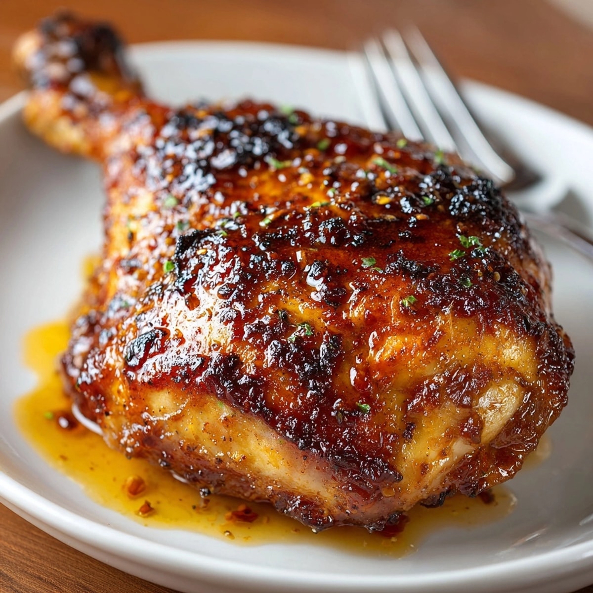 Close-up of sticky, sweet Honey-Glazed Turkey Legs, a delightful main dish recipe.