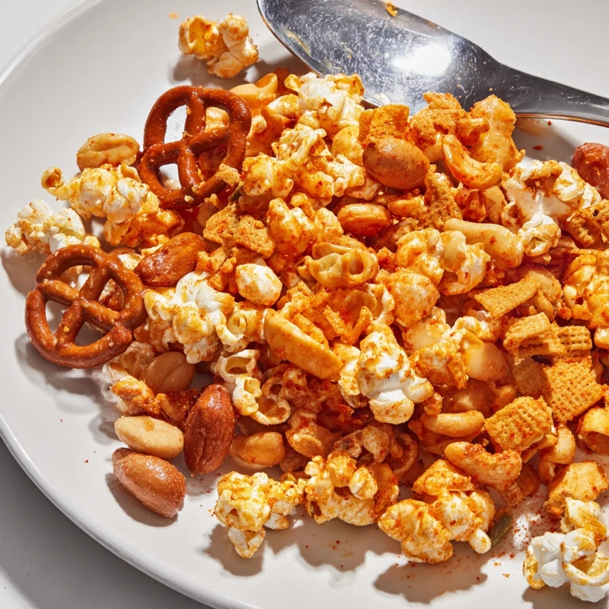 Cozy up with this Holiday Snack Sriracha Popcorn Mix, bursting with flavor and texture.