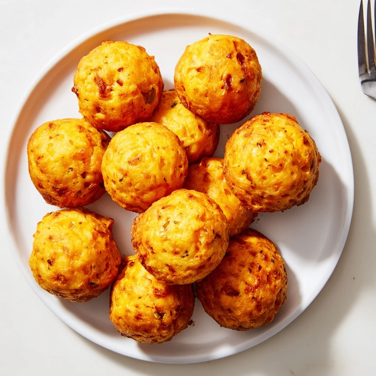 Delicious Spicy Ranch Cheddar Muffin Balls served warm with creamy ranch dip.  