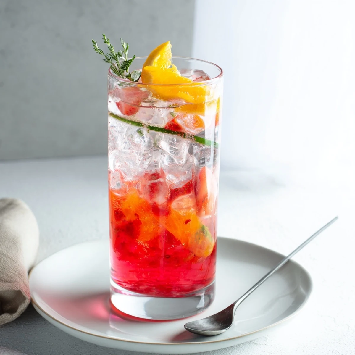 Vibrant mocktails featuring colorful cucumber and fresh herbs in chilled glasses.