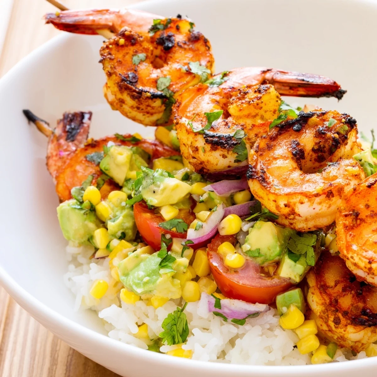 Imagine a delicious Easy Grilled Shrimp Bowl: flavorful grilled shrimp, fresh salsa, and fluffy rice ready to eat.
