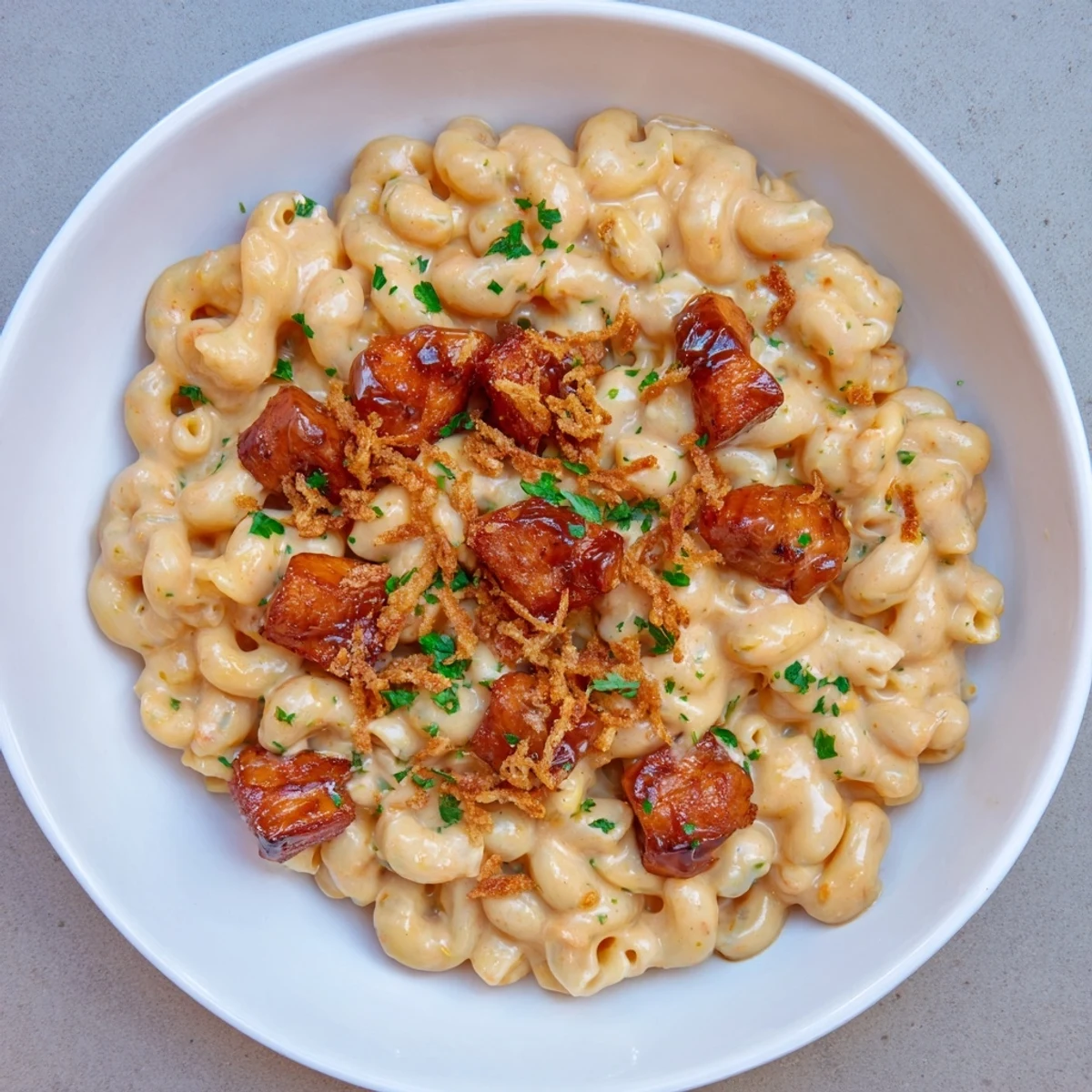 Golden, bubbly One-Pot Honey BBQ Chicken Mac and Cheese, a comforting dinner idea ready in under an hour.