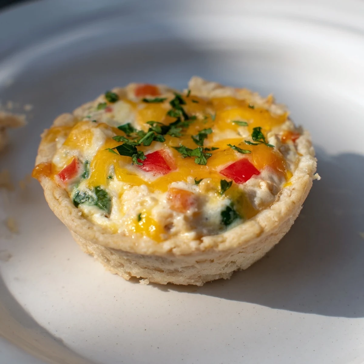 Golden-brown, savory Easy Festive Mini Quiche Cups, baked in muffin tins, ready for brunch.