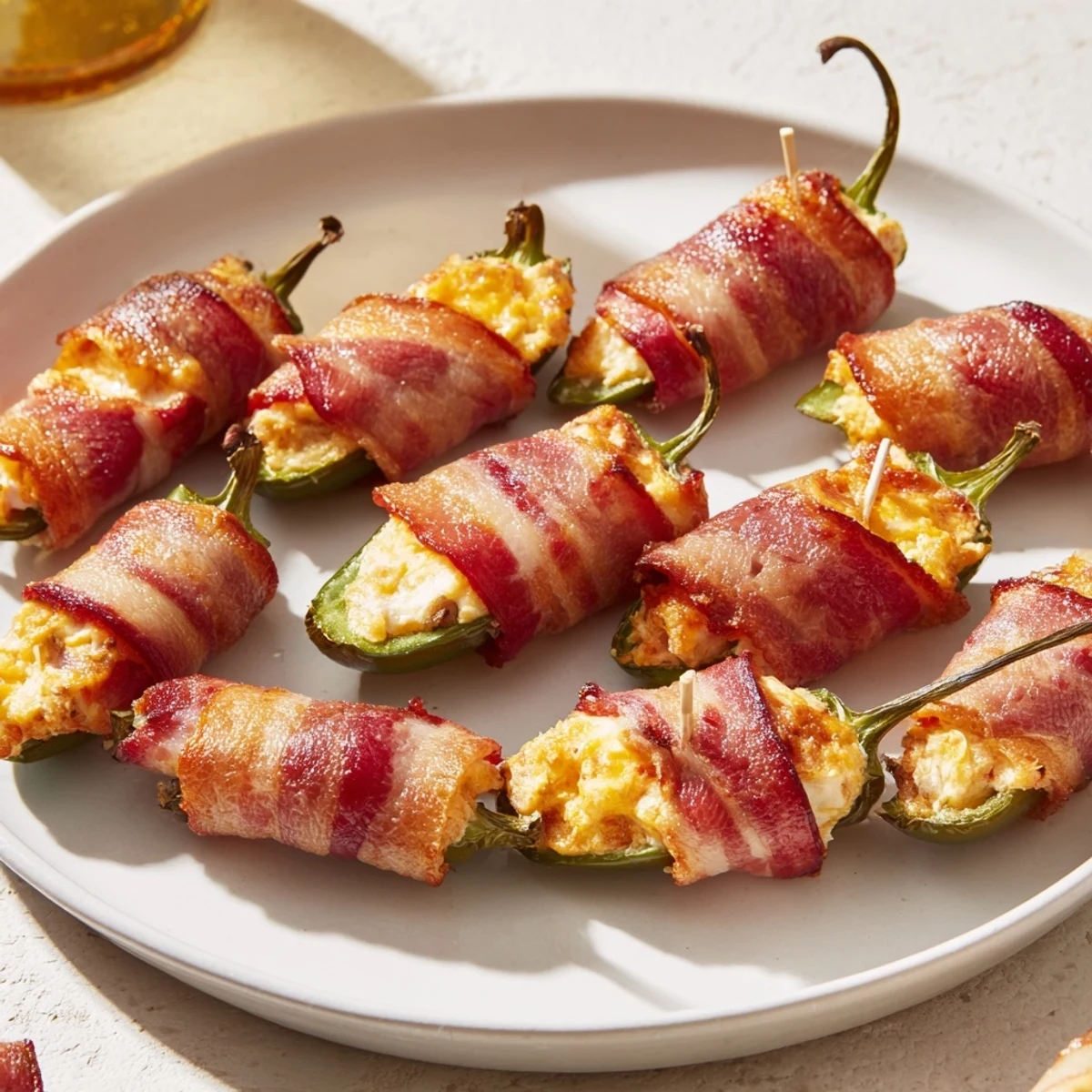 Crispy bacon-wrapped Express Holiday Jalapeño Poppers, oozing with melted cheese and delicious flavors.