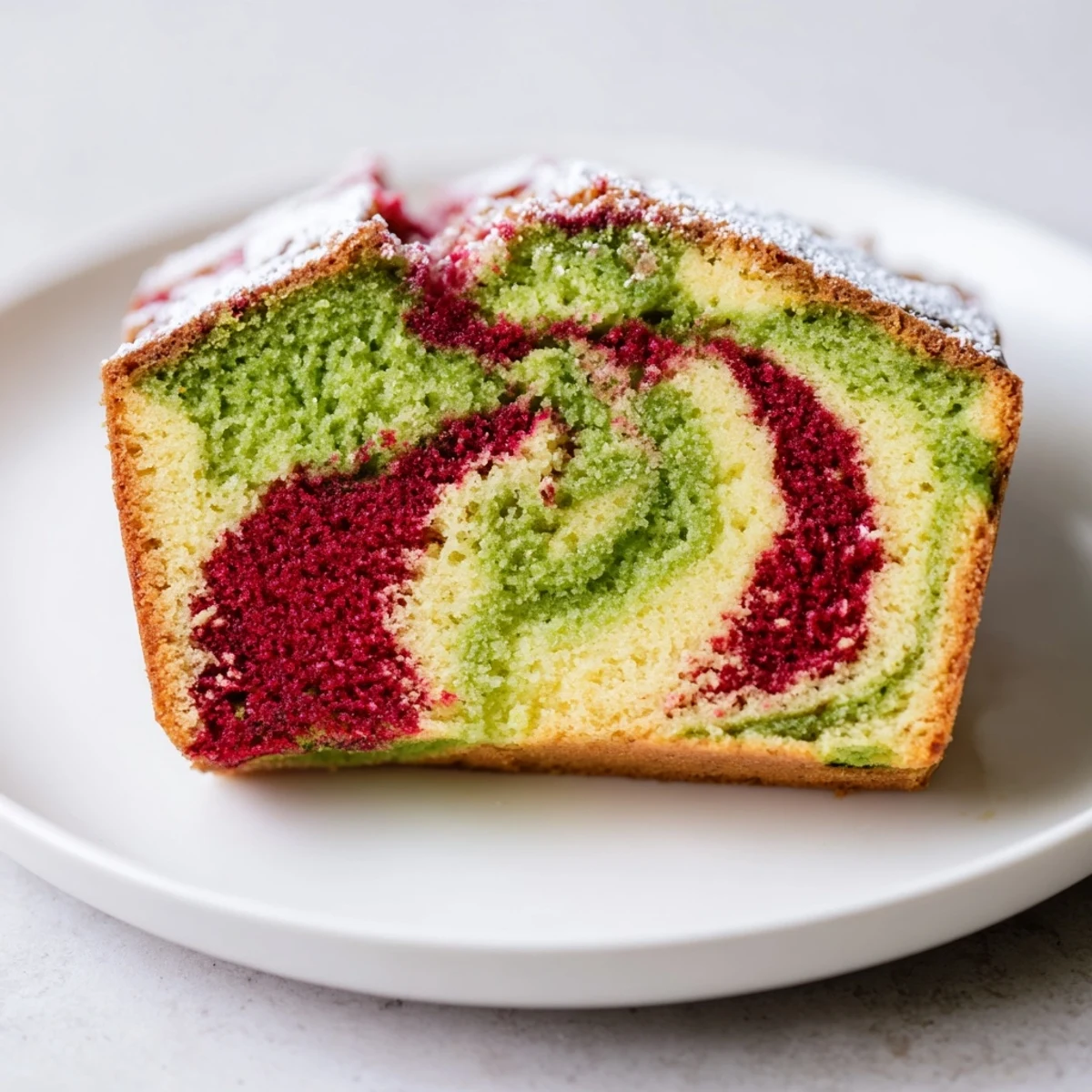 Red Green Matcha Marble Cake