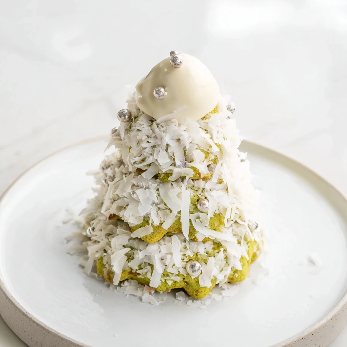 A bite of Table d'Hiver Sapin et Flocons reveals layers of almond sponge, perfect for winter feasts.