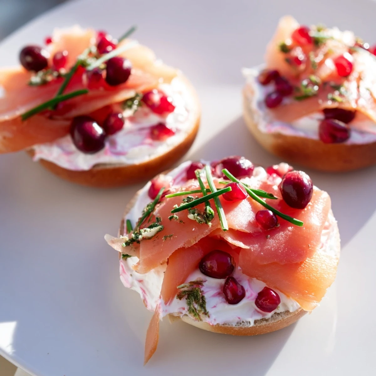 A beautifully arranged Cranberry Sleigh Bagel Board, filled with colorful fruits and creamy spreads, ready to serve.