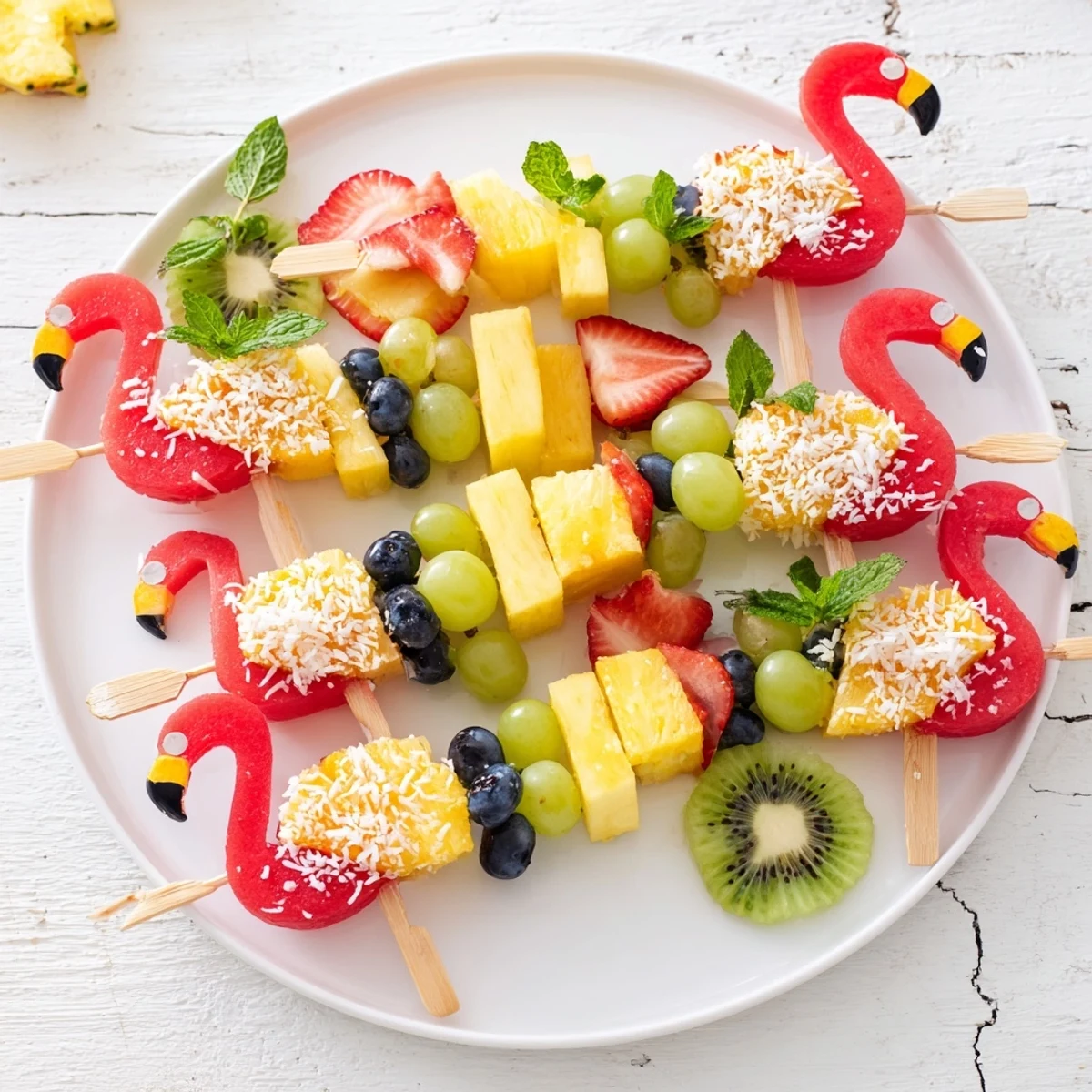 Flamingo Fruit Skewer Platter