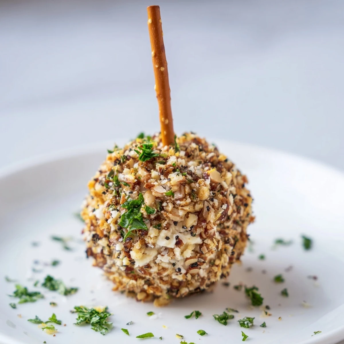 Champagne Cork Cheese Balls, rolled in nuts and herbs, ready for a party.