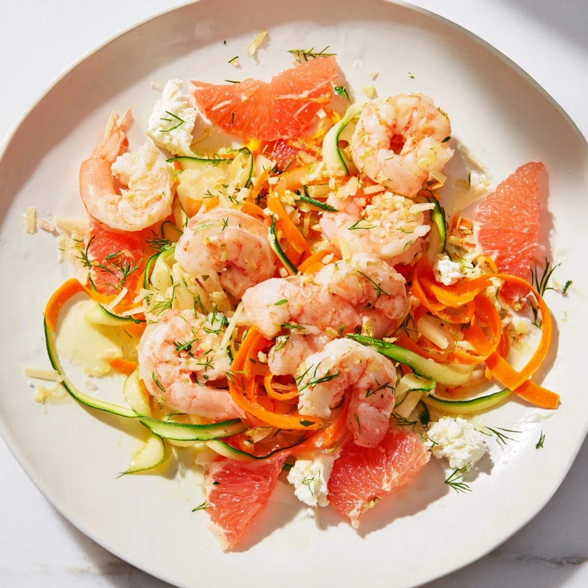 Broiled Gruyère bubbles over the vibrant The Coral Reef, a pescatarian delight with fresh herbs.