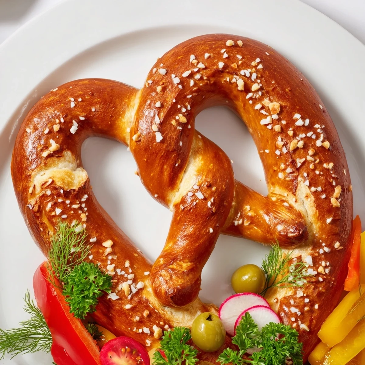 Close-up of the Bretzel Arbre de Vie, golden pretzels adorned with vibrant savory toppings.