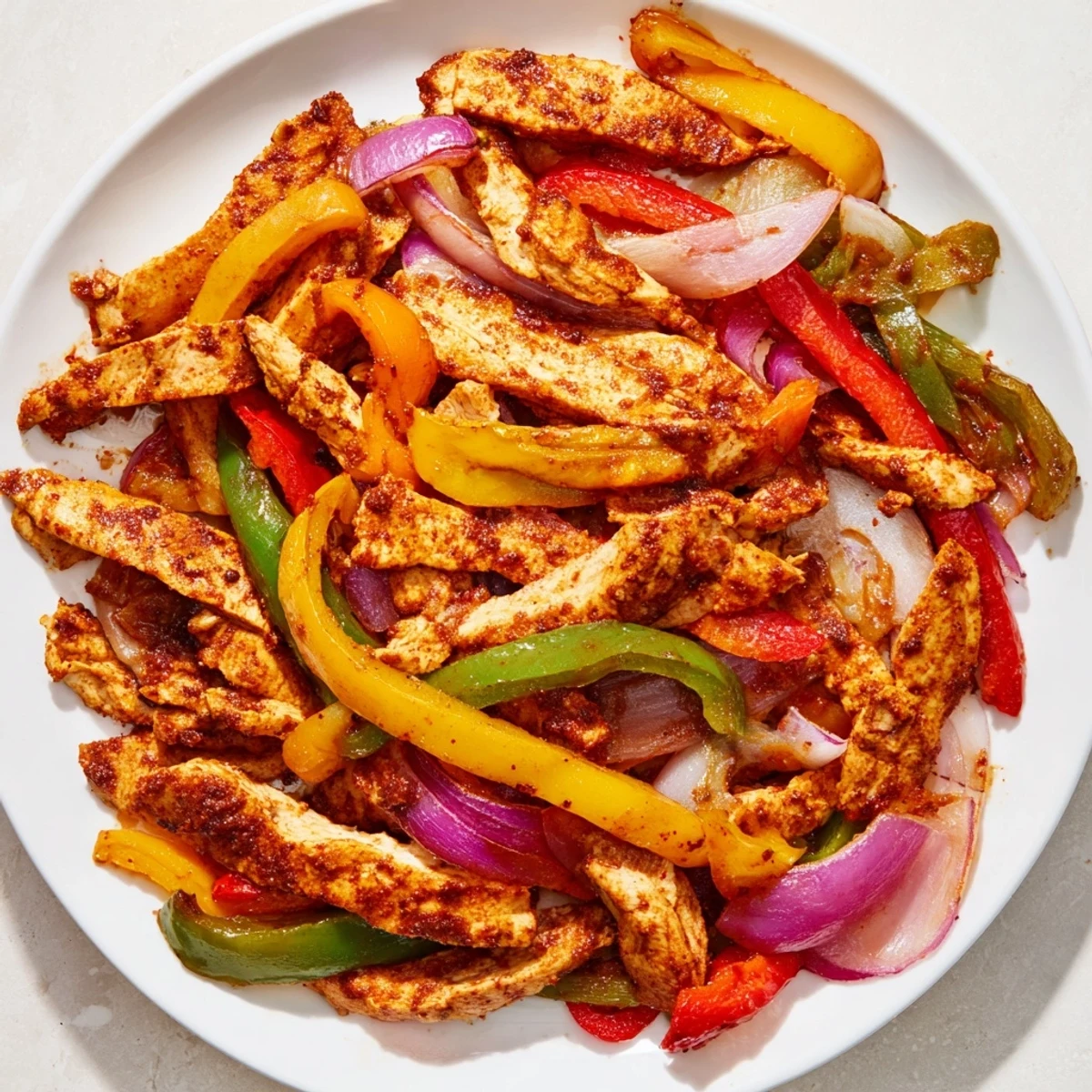 Sheet-Pan Chicken Fajitas: sizzling, roasted chicken and colorful peppers served with warm tortillas.