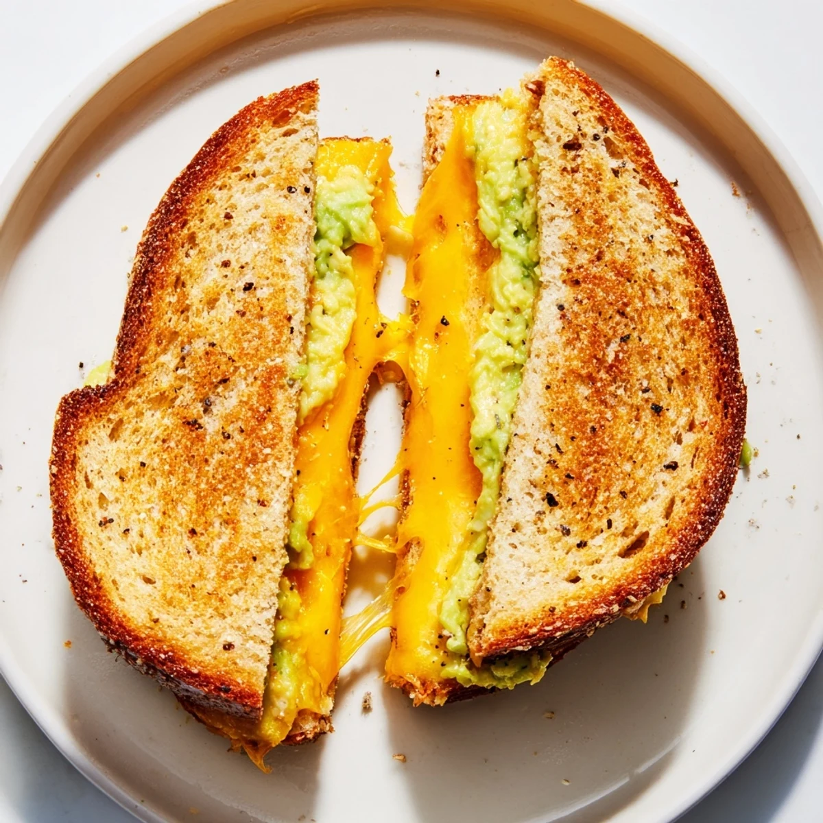 Golden, grilled Avocado Toast Grilled Cheese oozes melted cheddar, ready to eat this comforting vegetarian sandwich.