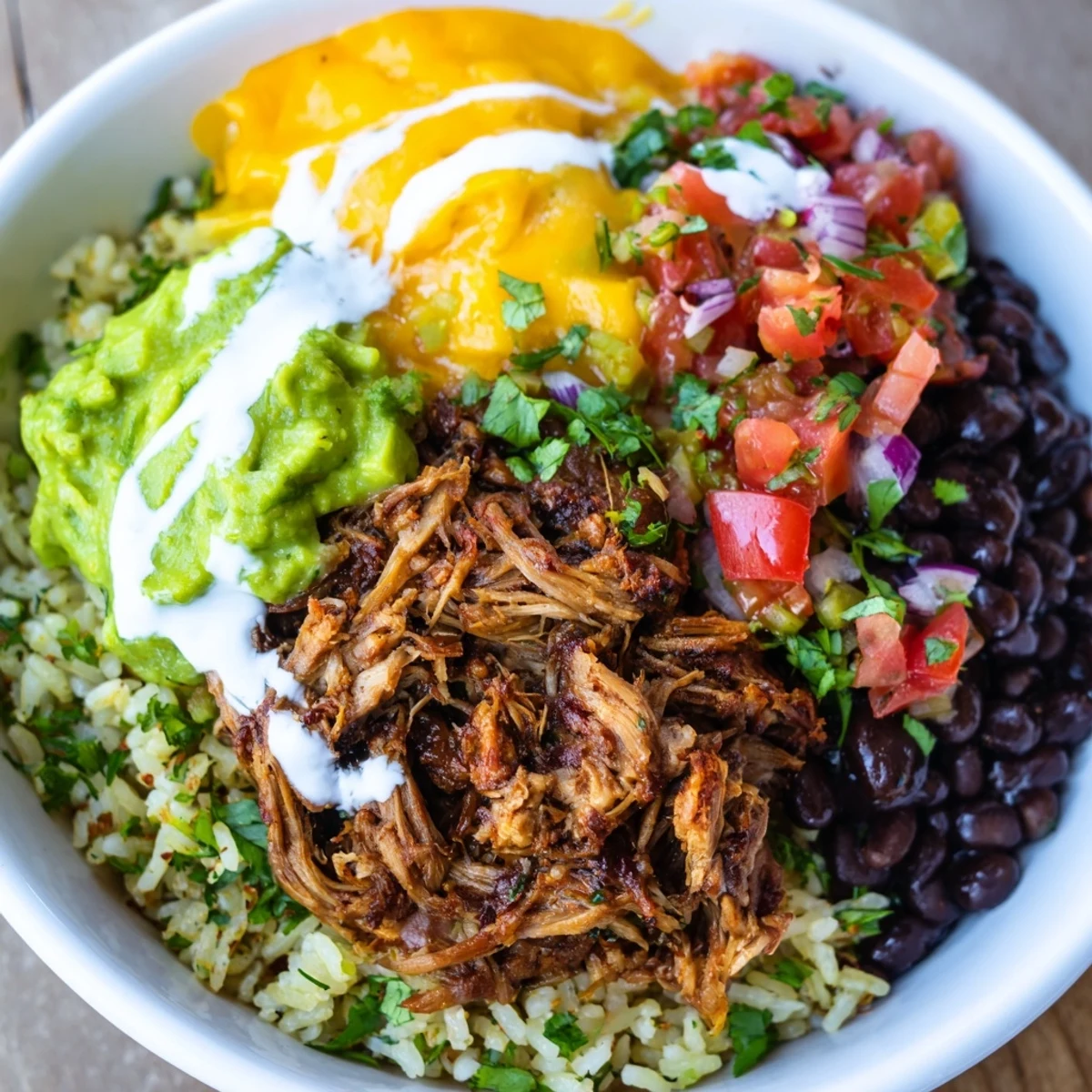 Vibrant photo: A hearty Chipotle Burrito Bowl copycat boasting all the fresh, colorful ingredients.