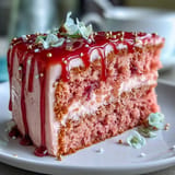 Elegant Bridal Shower Rosé Velvet Cake featuring a shimmering gold drip.