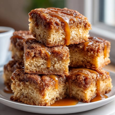 A close-up showing the delicious texture of warm Apple Cider Doughnut Chaos Blondies, baked to perfection.