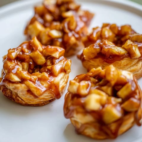 Delicious caramel apple puff pastry donuts, perfect for cozy autumn indulgence.  