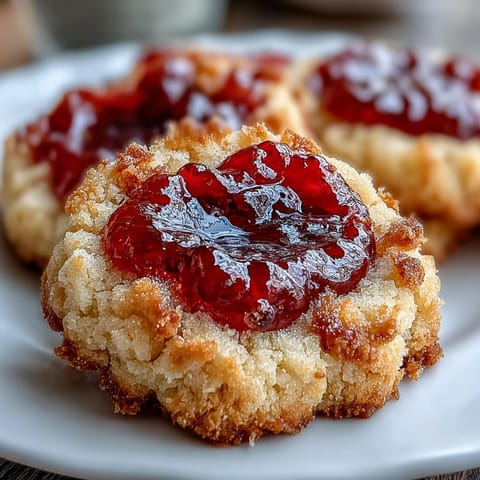 Golden shortbread cookies filled with sweet strawberry preserves, offering a classic American dessert perfect for sharing.  