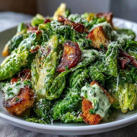Celery Caesar Salad Crunchy Croutons