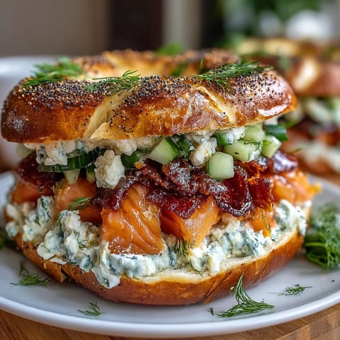 Soft, chewy cottage cheese bagels topped with silky smoked salmon and fresh dill for a protein-packed breakfast.