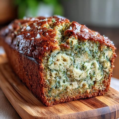 A vibrant matcha swirl banana bread with green tea ribbons through golden loaf, perfect for breakfast or snack.