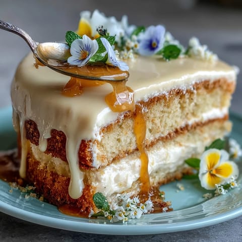 Beautiful Mother's Day Lemon Curd Layer Cake, showcasing bright curd and floral decorations.