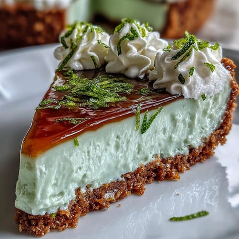 Close-up of no-bake key lime pie, perfectly chilled with creamy filling.