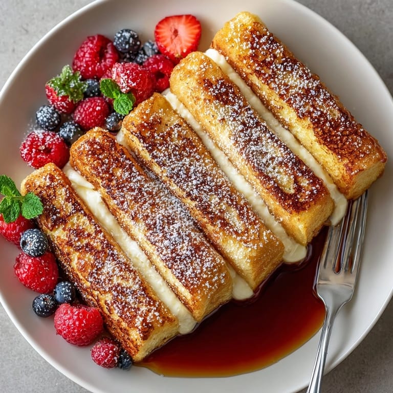 Crispy-edged ricotta lemon French toast sticks sizzling in a skillet for a cozy breakfast.
