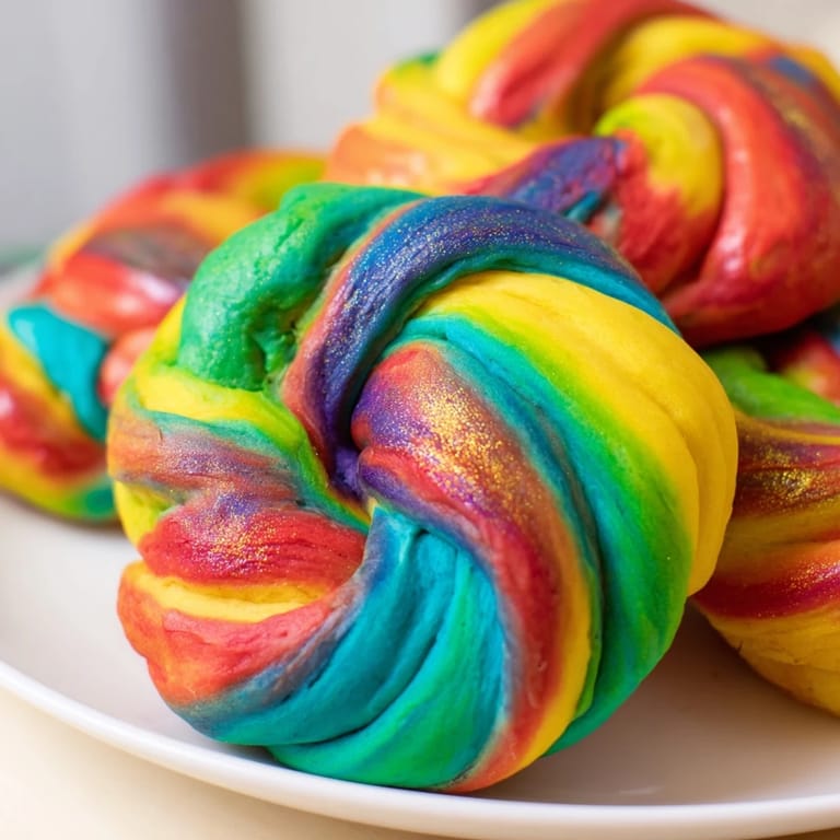 Colorful cloud bread, featuring swirling hues, ideal for festive breakfast gatherings.