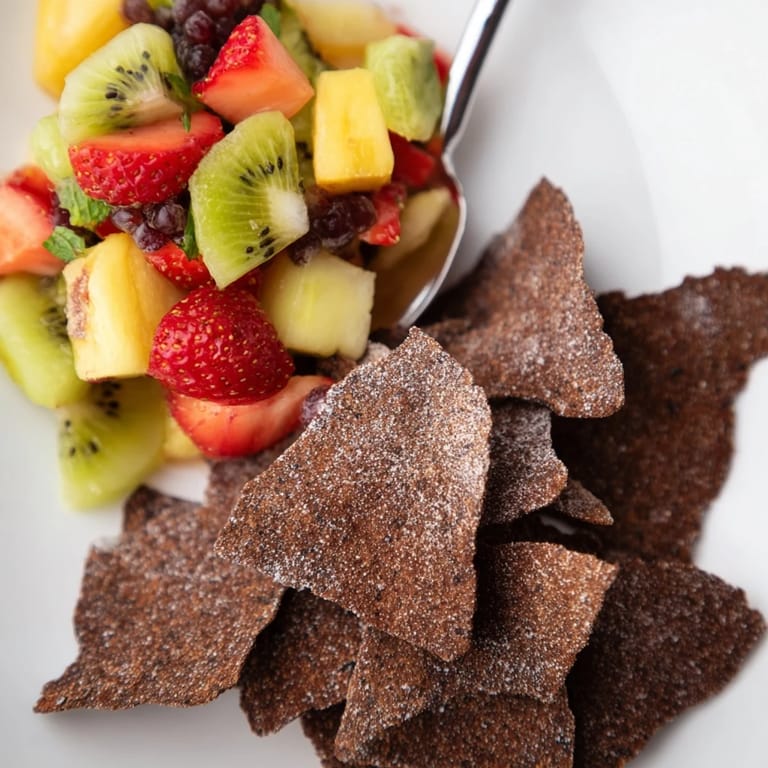 Playful dessert chips & salsa combine homemade chocolate chips with vibrant fruity goodness.