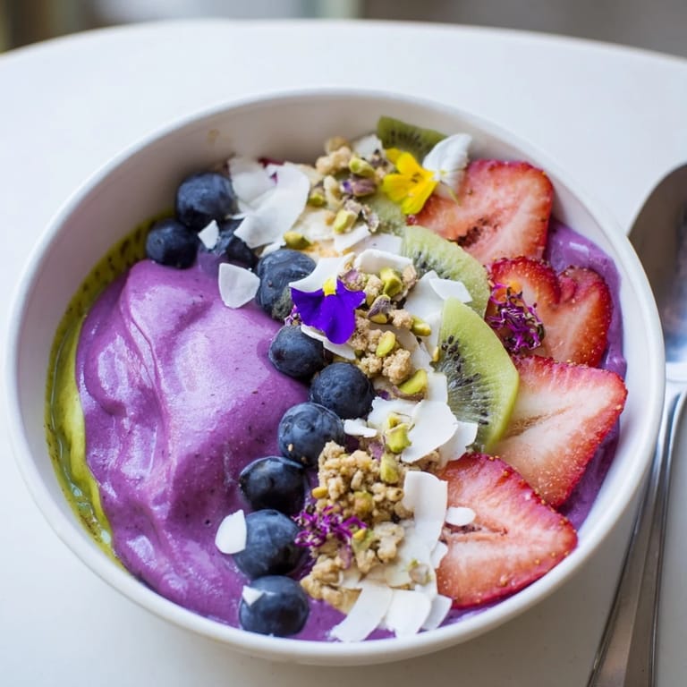 Delicious Vibrant Smoothie Bowls featuring purple yam and pistachio flavor twists.