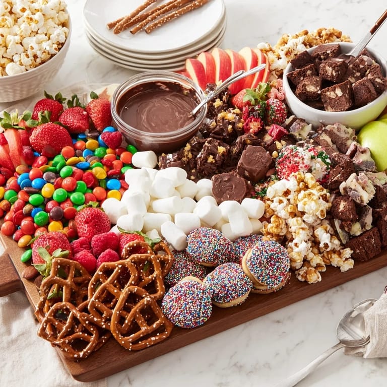 Vibrant dessert boards filled with cookies, chocolate, and fruity delights for any occasion.