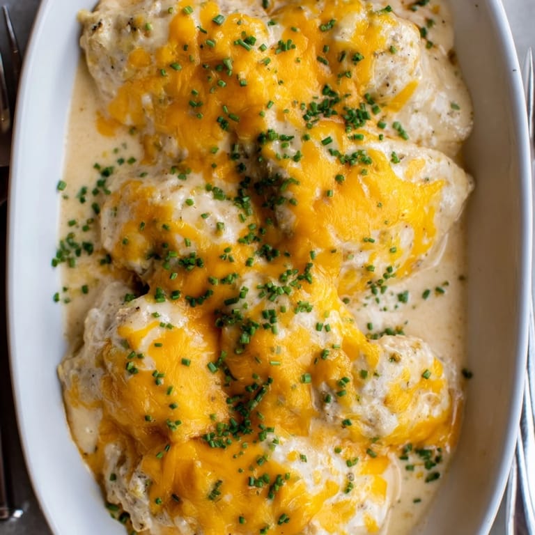 Sizzling Cheddar Ranch Chicken Bake, featuring juicy chicken and rich, melted cheese topping. 