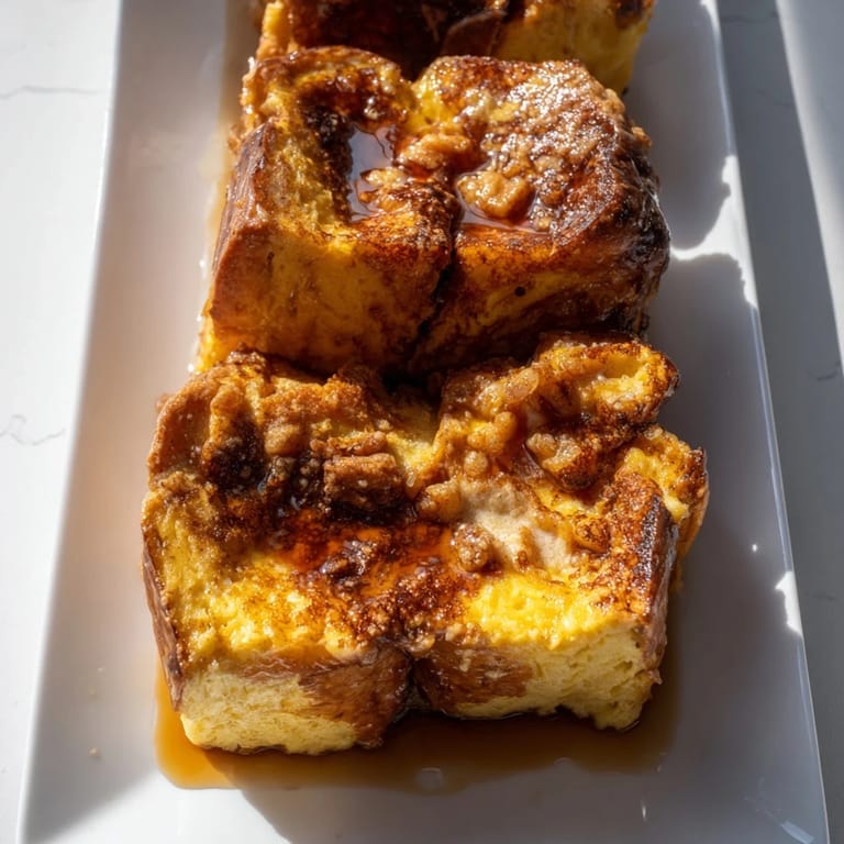 This delicious French Toast Bake picture features warm, custardy bread topped with a cinnamon glaze.