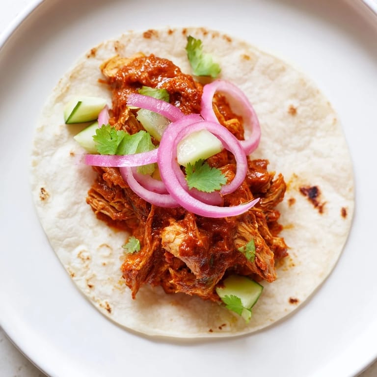 Close-up of delicious chicken tikka masala tacos, showing the tender chicken and spicy, flavorful sauce.