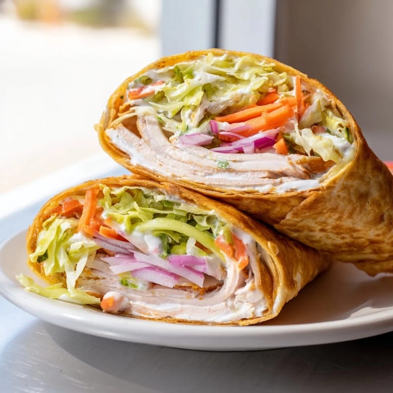Golden-brown Air Fryer Buffalo Turkey Christmas Wraps showcase juicy turkey and festive, spicy flavors ready.