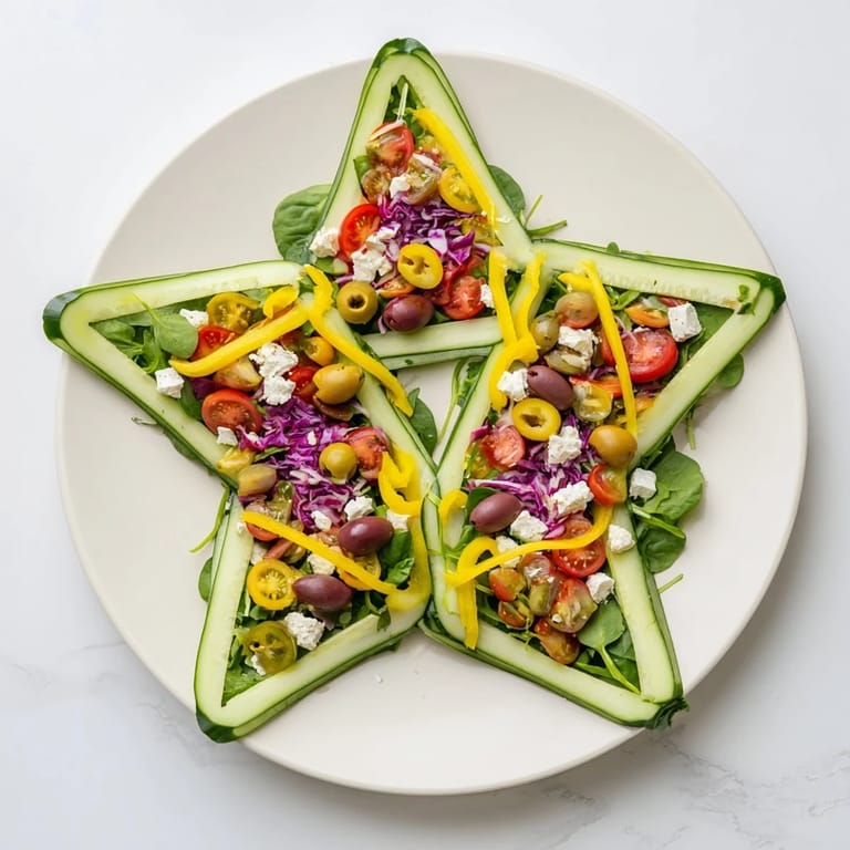 A beautiful Star of David Salad Platter, featuring fresh spinach and arugula as the base for the arrangement.