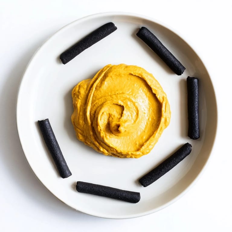 Crispy black crackers and vibrant carrot dip create The Midnight Sun, an appetizer visually and texturally delighting.