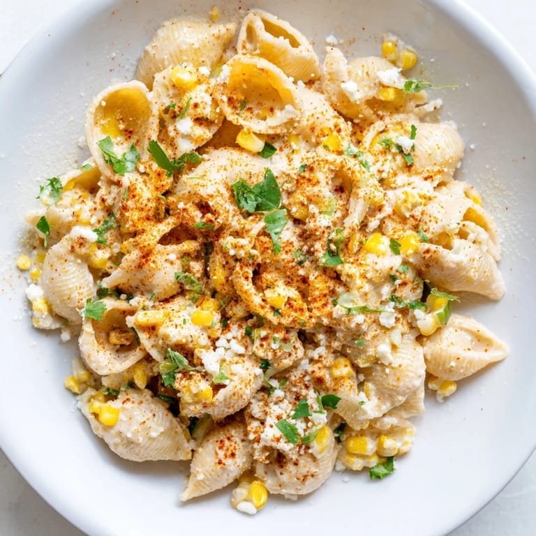 Enjoy the bright flavors of this Mexican Street Corn Pasta, featuring charred corn and zesty lime.