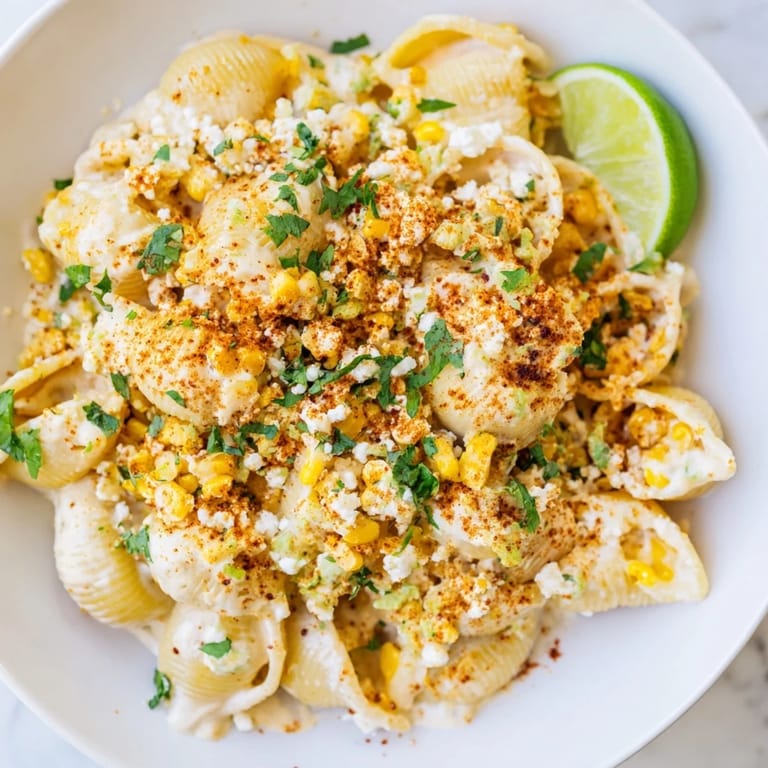 This delicious Mexican Street Corn Pasta combines tender pasta with a spicy-sweet corn sauce, ready to eat.