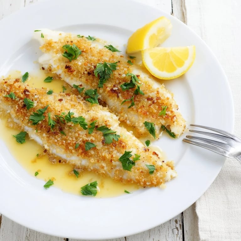 Flaky flounder meunière served hot from the skillet, showcasing a crisp, flour-dredged crust and vibrant lemon-butter sauce.