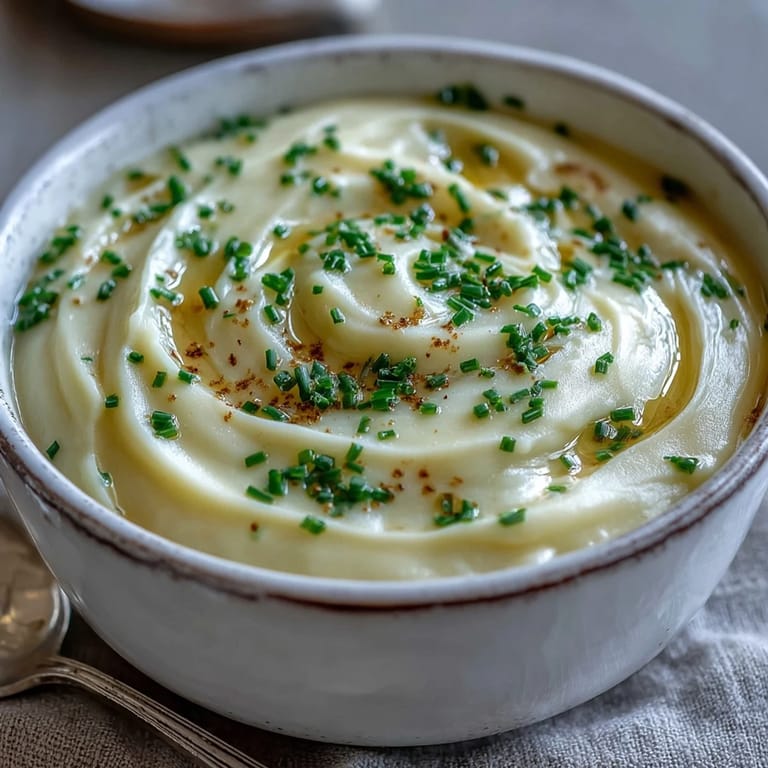 Smooth and creamy potato leek soup in a white bowl, a comforting French classic perfect for a cozy lunch.
