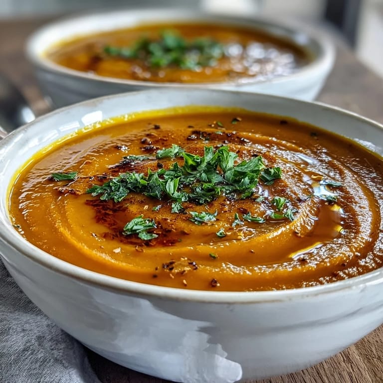 Serving suggestion for Carrot Ginger Soup, a cozy bowl garnished with cilantro alongside crusty gluten-free bread slices.