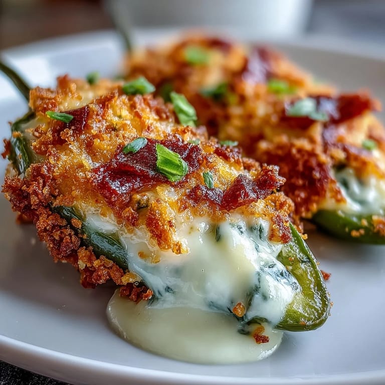 Fresh jalapeño halves stuffed with creamy cheese and served warm as a crowd-pleasing appetizer.